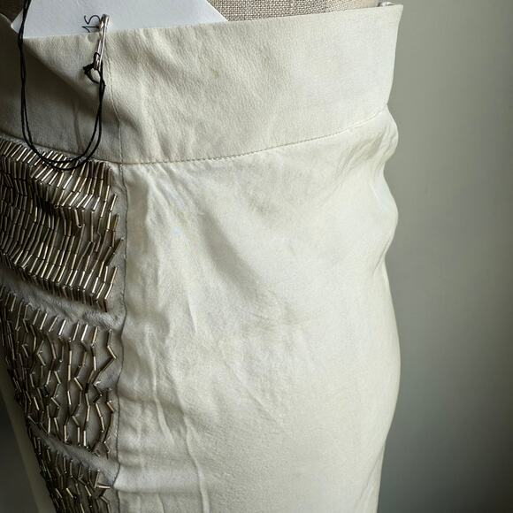 JF & Son Silk Beaded Sequin Skirt Size 4 White Silver SS09 - Picture 6 of 16